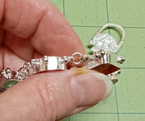 Judy Larson's Broken  AKA Bits and Pieces Dish Jewelry - , Metalwork, Filing, Finishing, Tumbling, Tumble, Tumbling Jewelry, Butane Torch, Soldering, Solder, Design, attach with jump rings